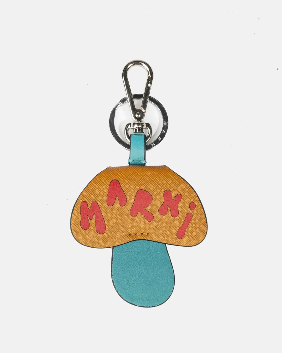 Accessories * | Marni Mushroom Keychain In Orange/Turquoise