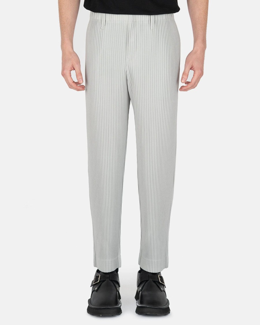 Pants * | Homme Plisse Issey Miyake Tailored Straight Pleated Trousers In Grey