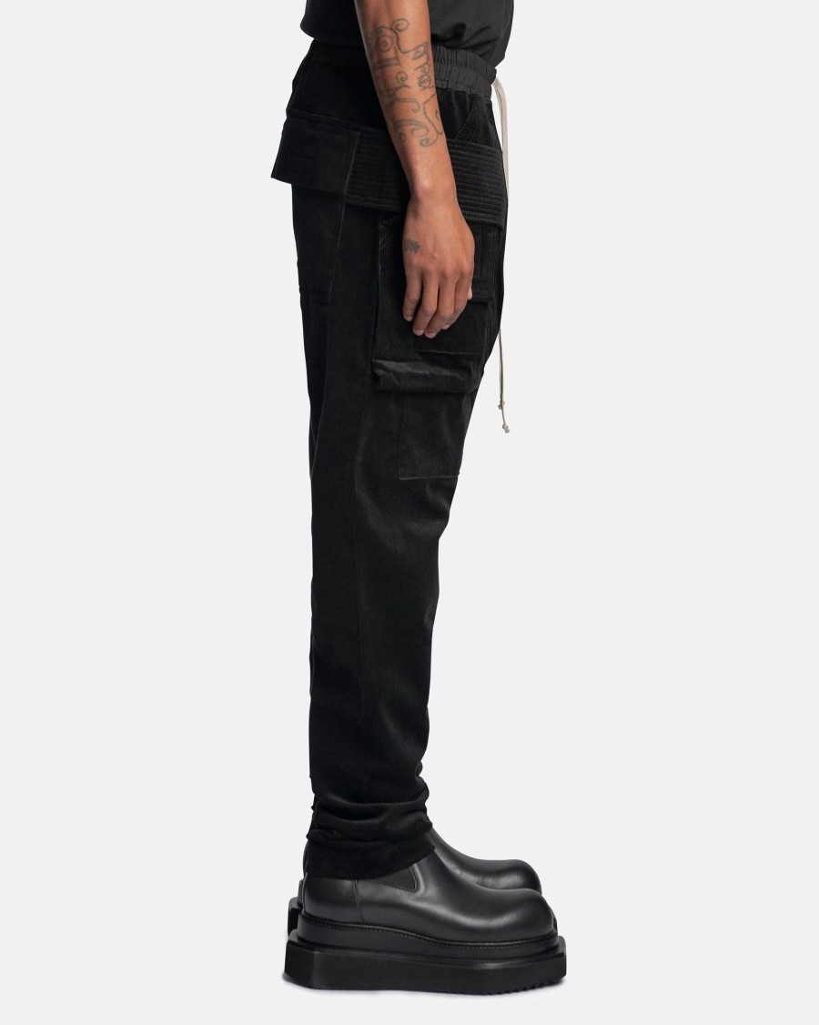 Pants * | Rick Owens Drkshdw Corduroy Creatch Cargo Drawstring In Black