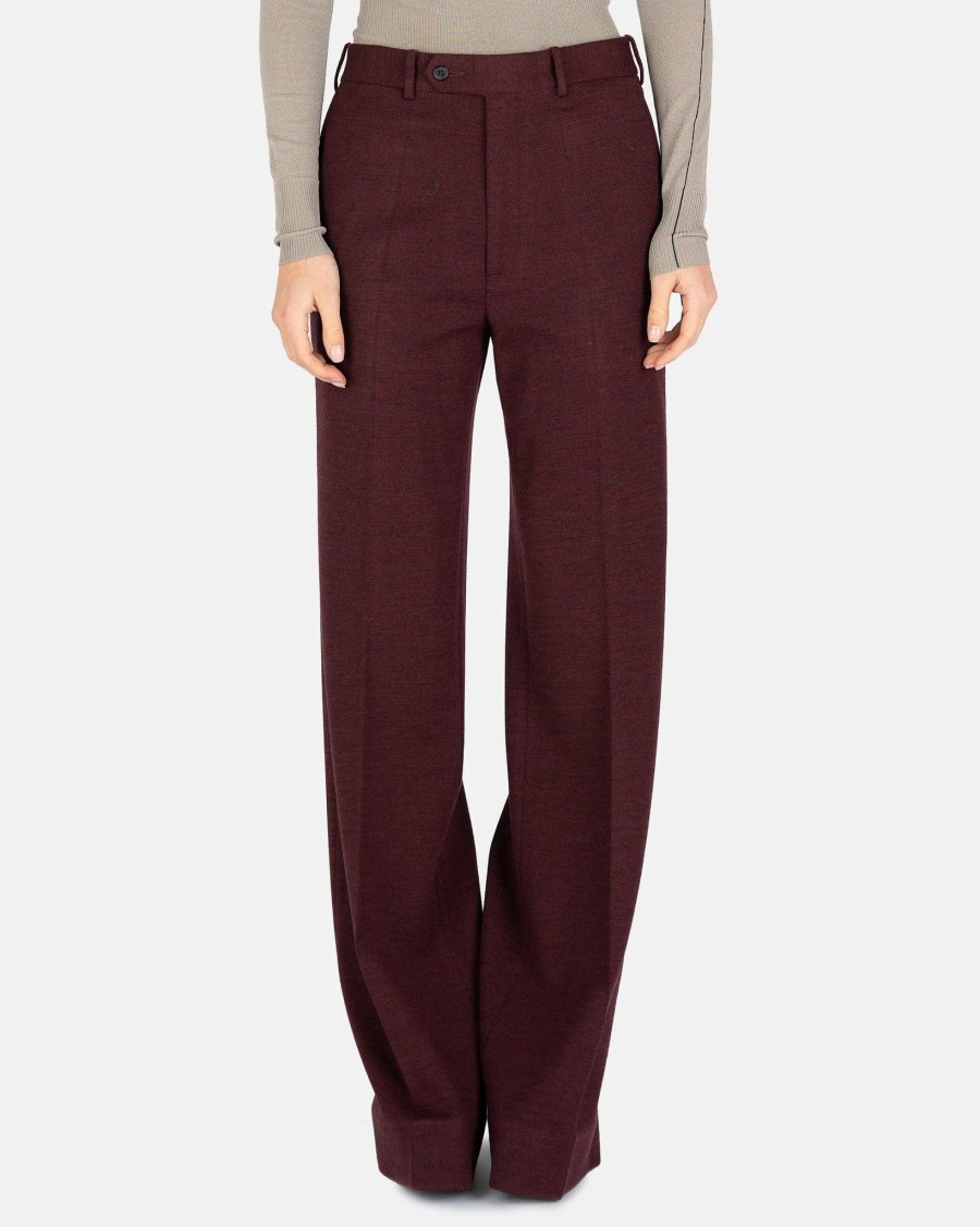 Pants * | Maison Margiela Wide Leg Trousers In Burgundy