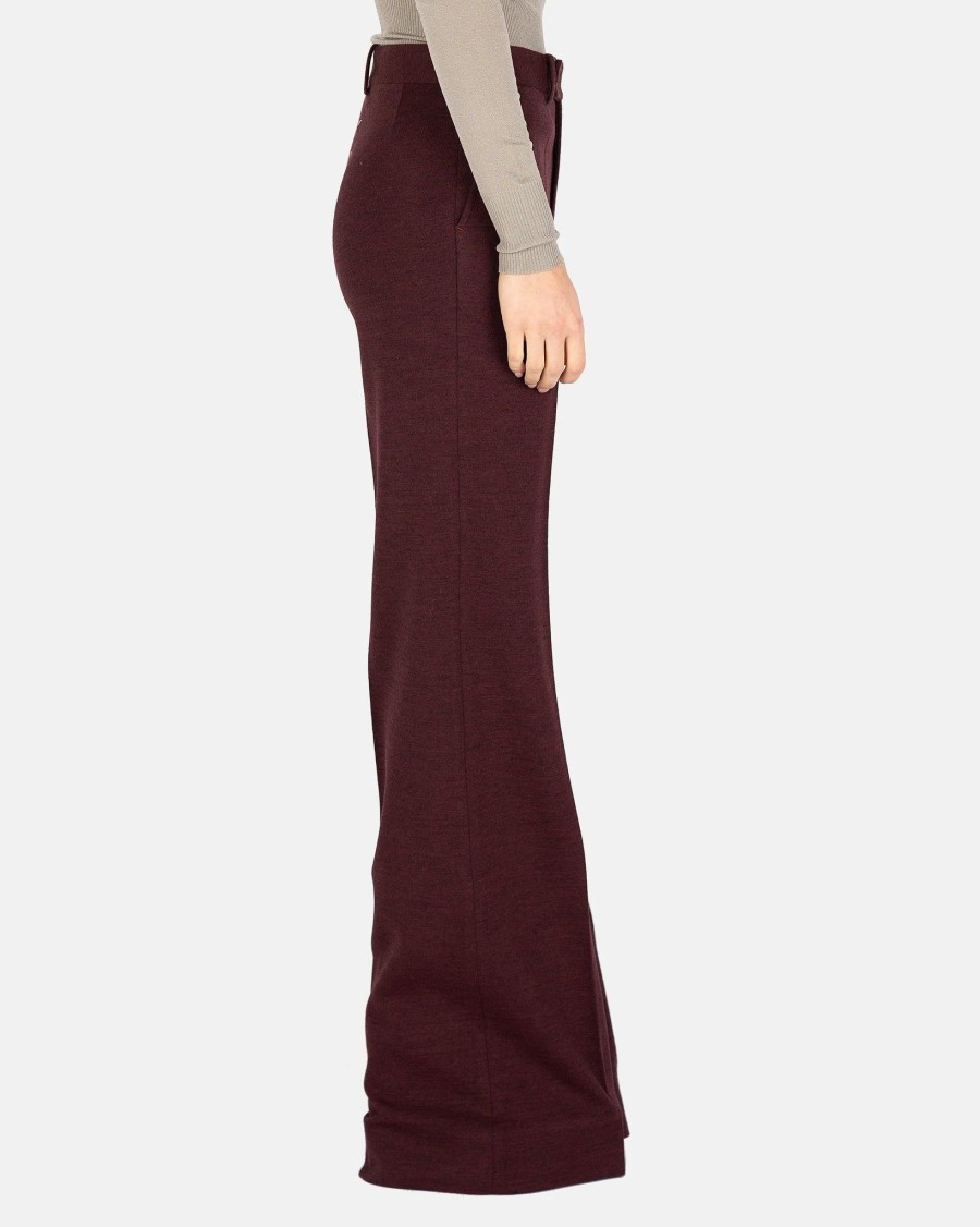 Pants * | Maison Margiela Wide Leg Trousers In Burgundy