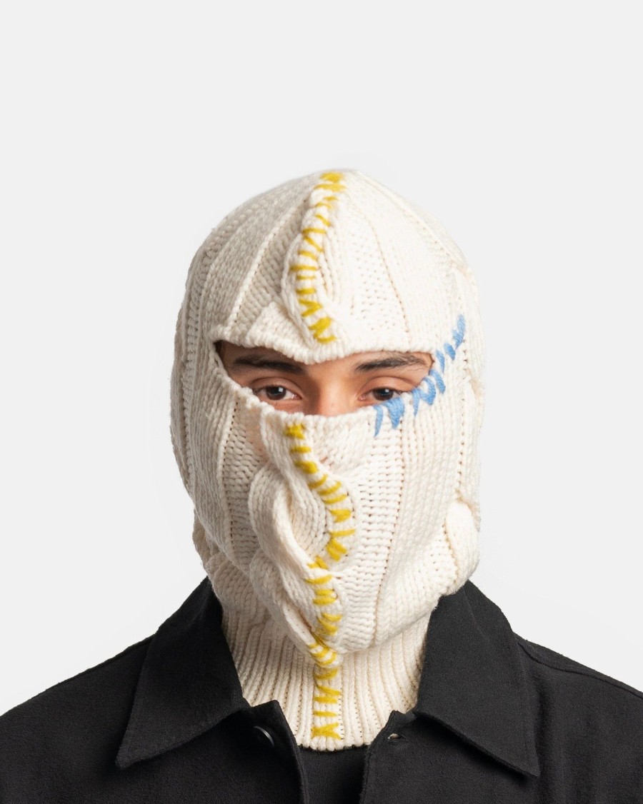 Accessories * | Marni 3D Cable + Mending Wool Balaclava In White