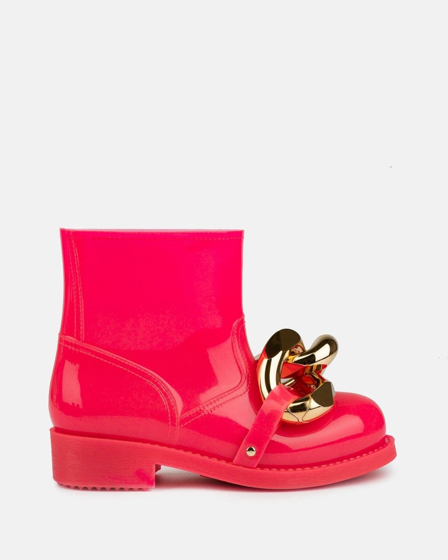 Footwear * | Jw Anderson Chain Rubber Boot In Fluorescent Pink