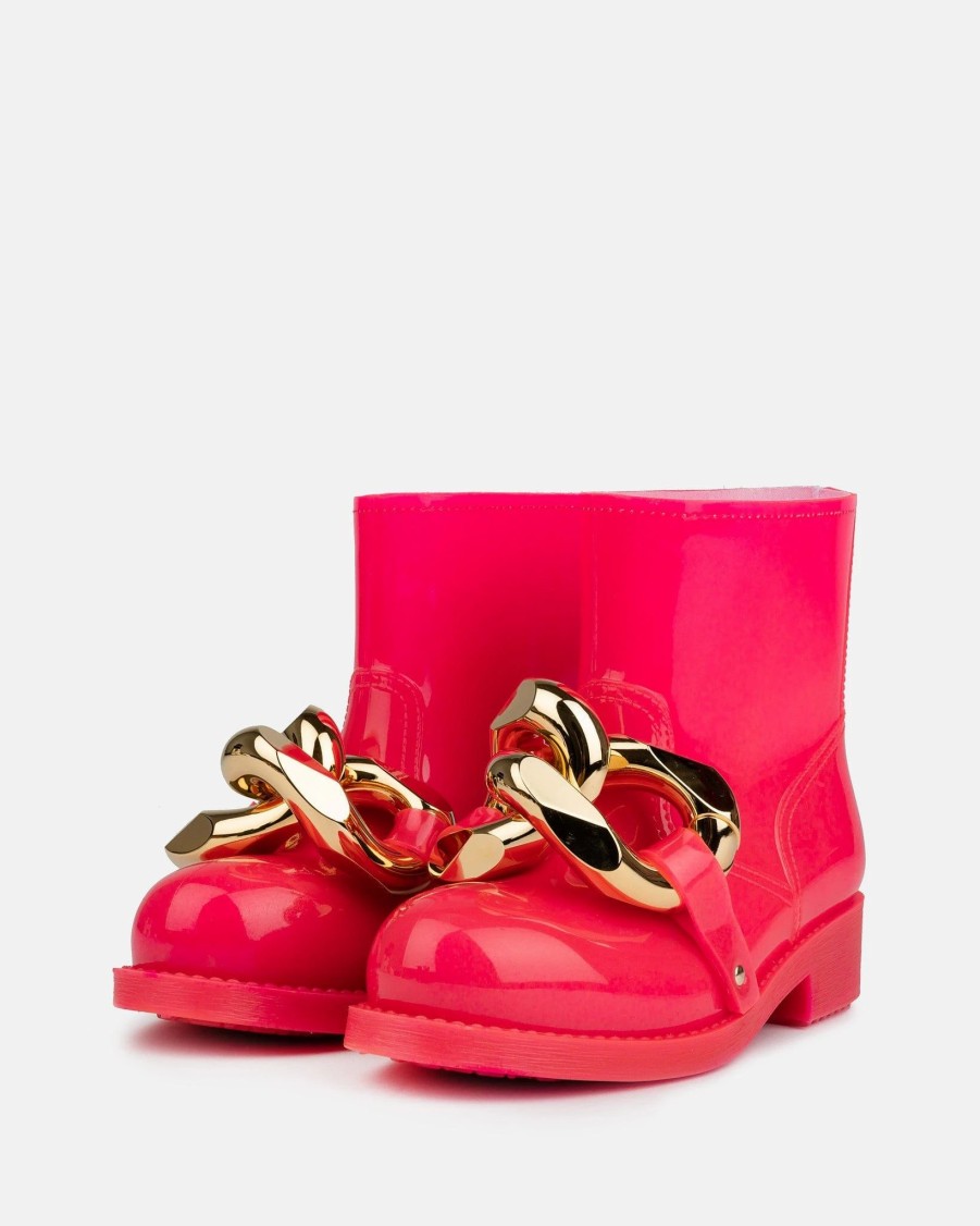 Footwear * | Jw Anderson Chain Rubber Boot In Fluorescent Pink