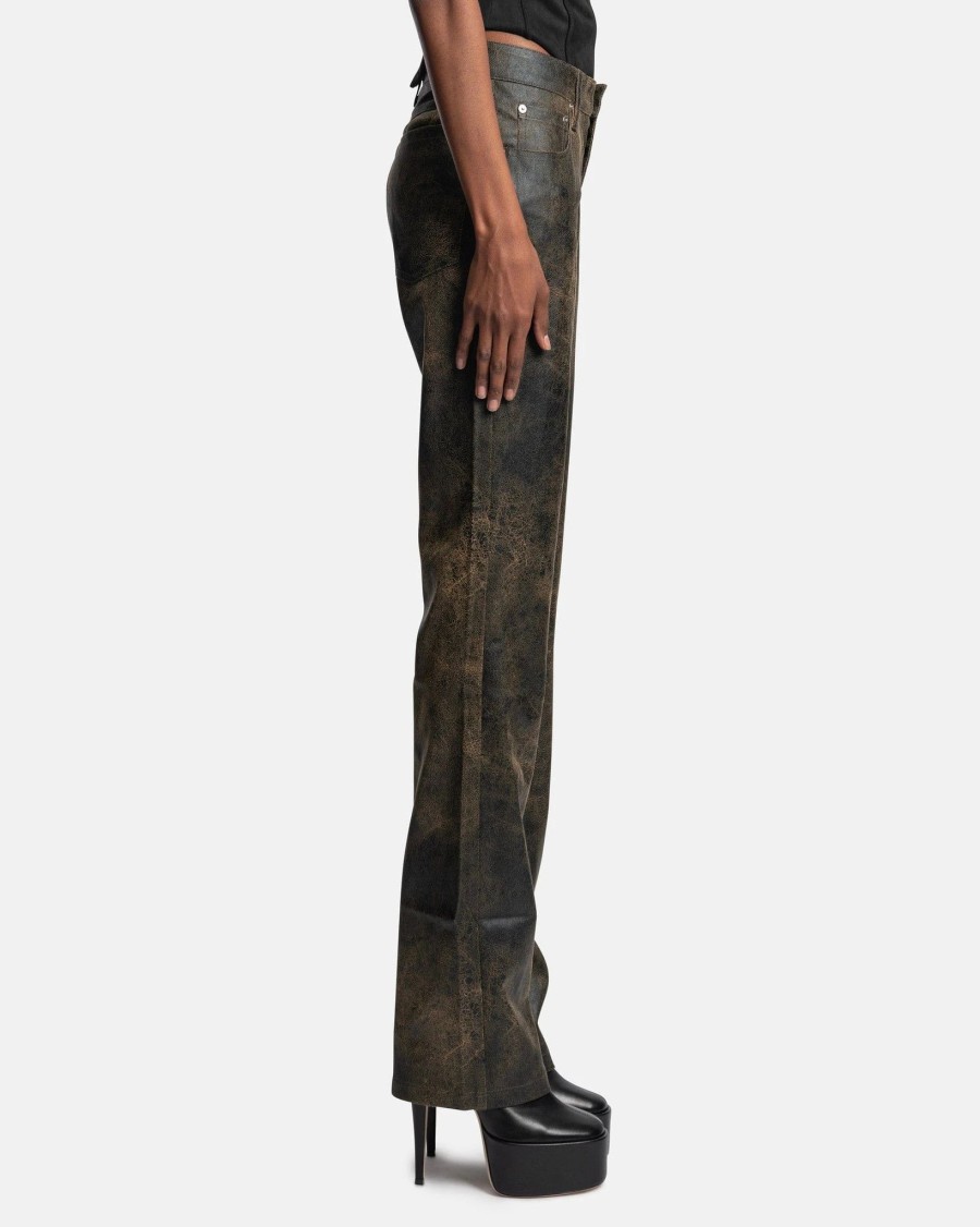 Pants * | Misbhv Cracked Vegan Leather Trousers In Brown