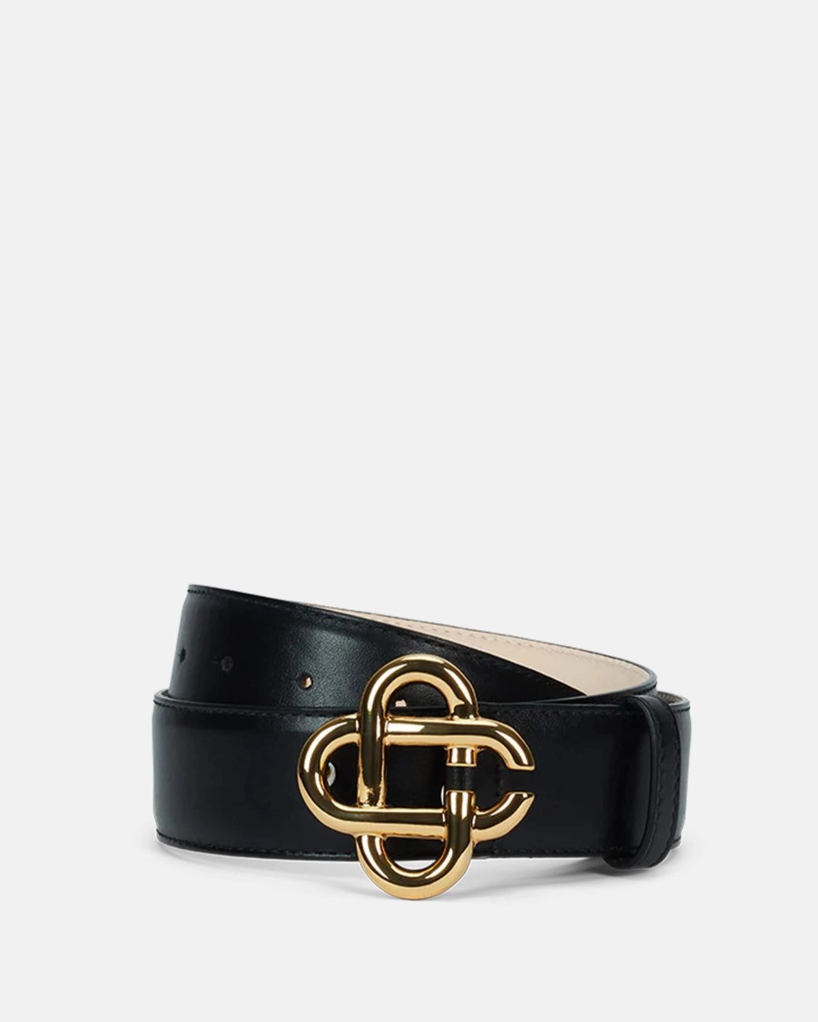 Accessories * | Casablanca Women'S Cc Logo Buckle Belt In Black