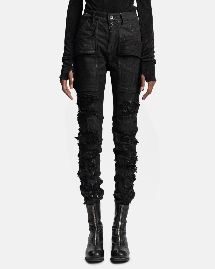 Pants * | Rick Owens Drkshdw Creatch Pants In Black Foil