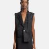 Tops * | Feng Chen Wang Blazer Collar Vest In Black