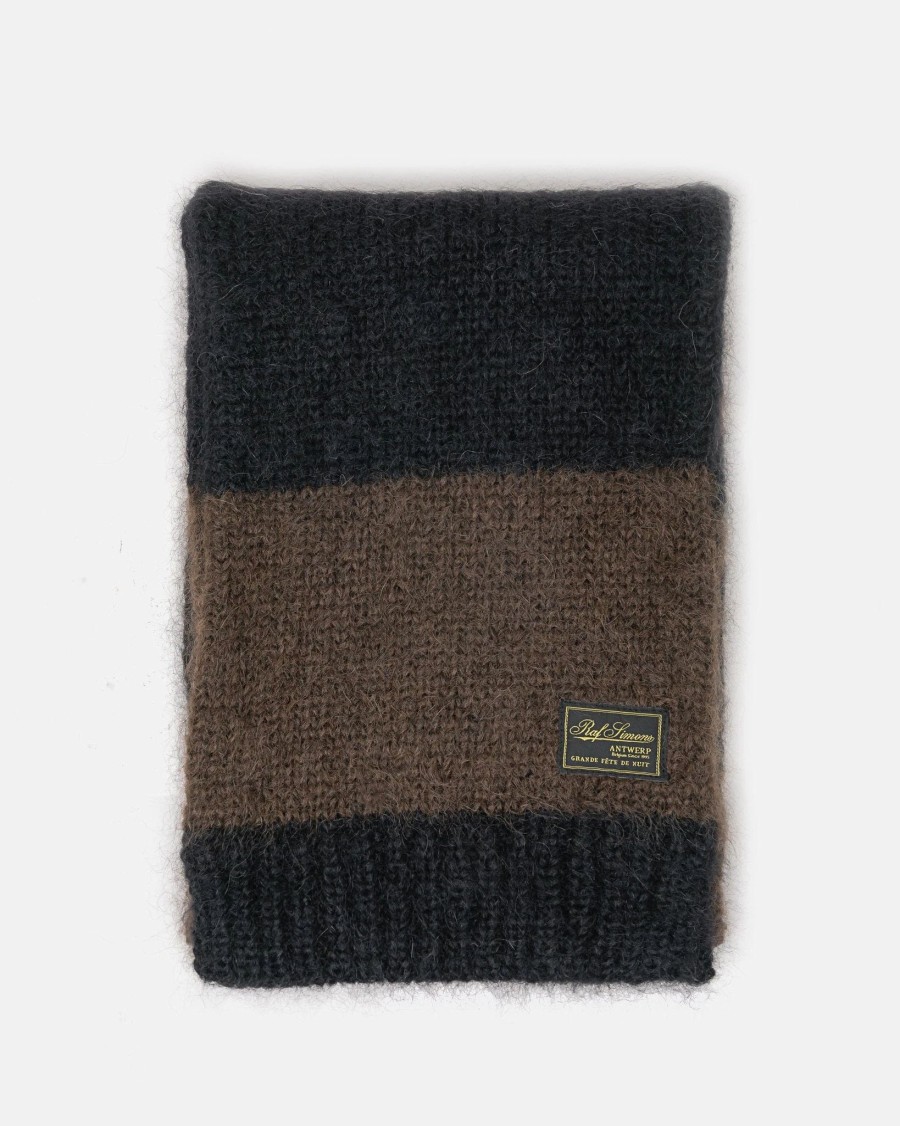 Accessories * | Raf Simons Mohair Scarf In Black Brown