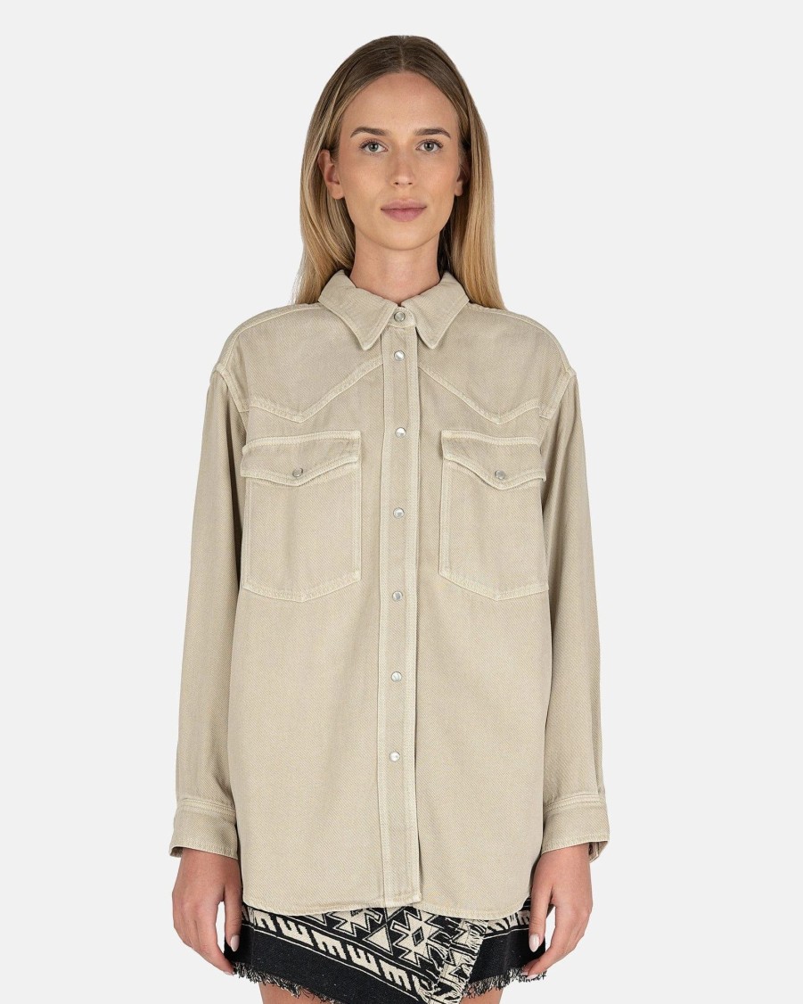 Tops * | Isabel Marant Etoile Taniami Button Down Shirt In Ecru