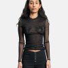 Tops * | Blumarine T-Shirt In Tulle With Embroidered Sequins In Black