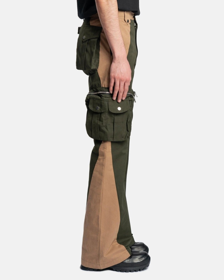 Pants * | Fffpostalservice Flare Cargo V2.5 In Green/Beige