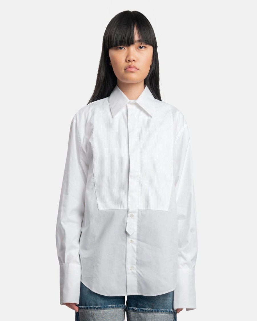 Tops * | Marni Bio-Cotton Tuxedo Shirt In Lily White