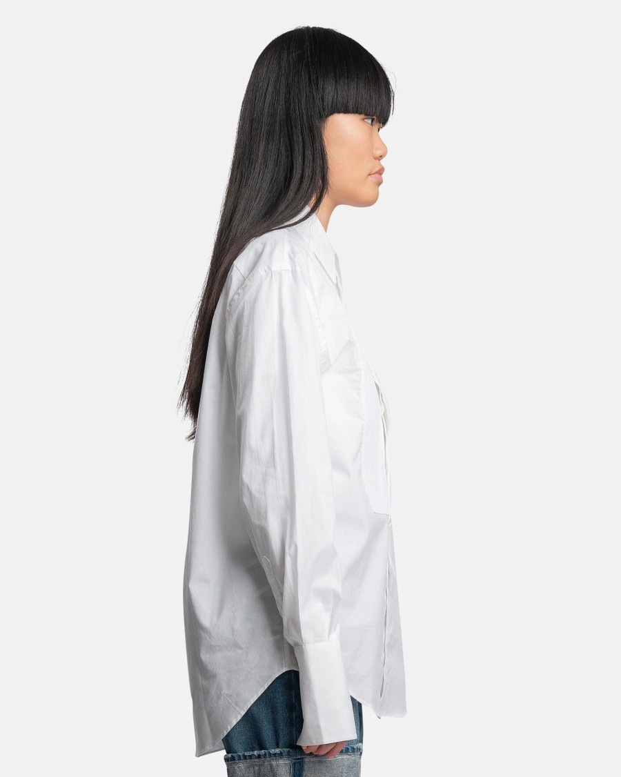 Tops * | Marni Bio-Cotton Tuxedo Shirt In Lily White