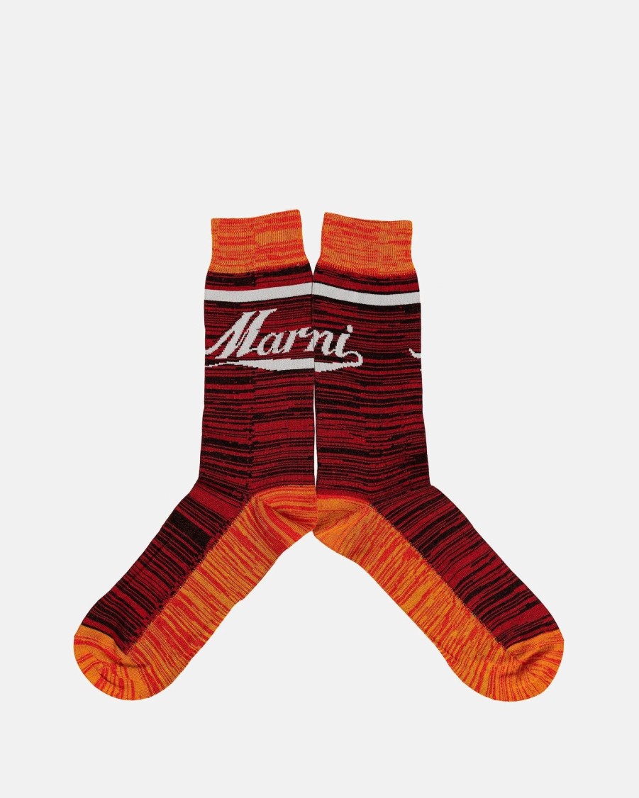 Accessories * | Marni Cotton Knit Socks In Lacquer