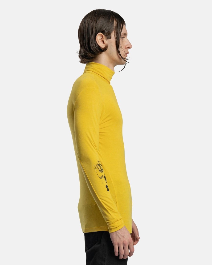 Tops * | Raf Simons Rs Hand Sign Sleeve Print Turtleneck In Yellow