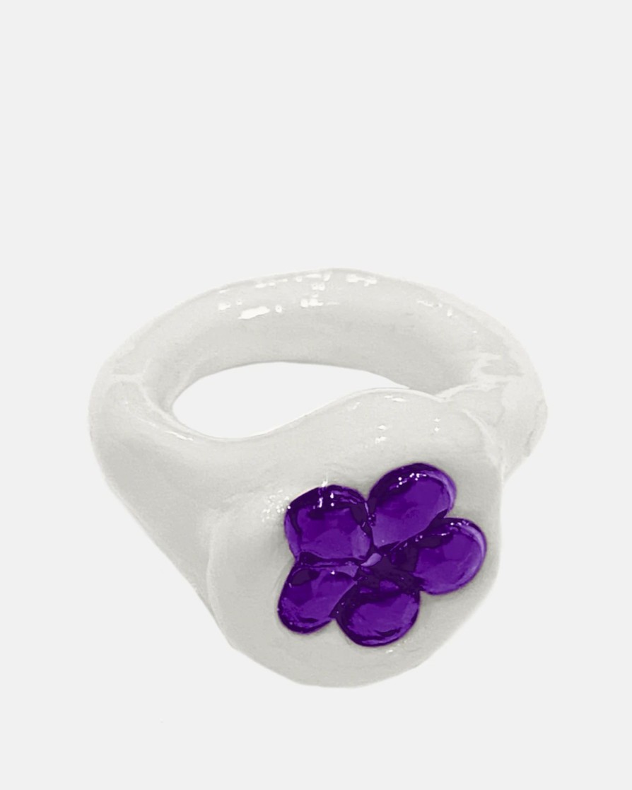 Accessories * | Blobb Lucky Charm Ring In White/Purple