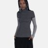 Tops * | Peter Do Combo Sleeve Turtle Neck Sweater In Cool Grey/Light Grey