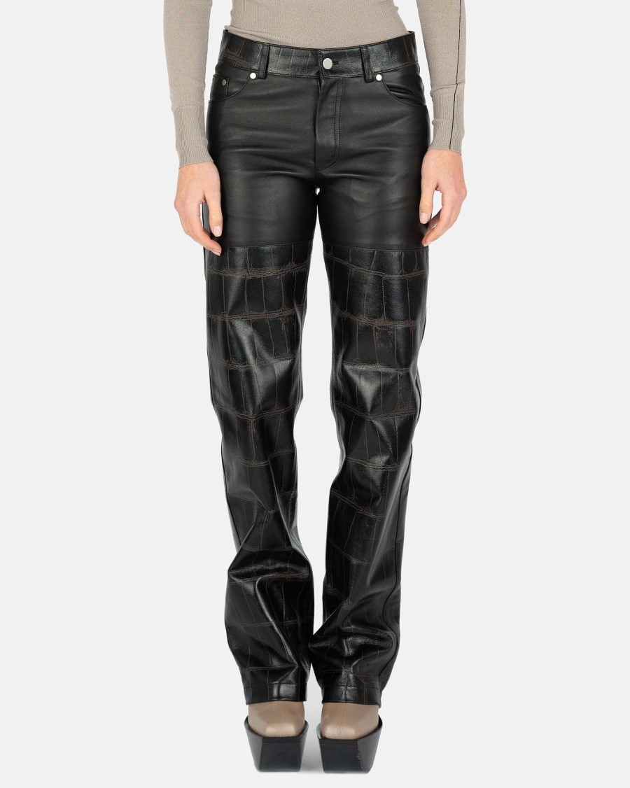 Pants * | Peter Do Combo Leather Pant In Black/Brown