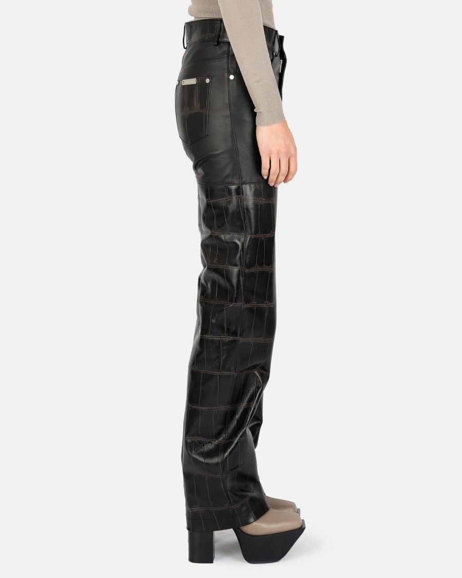 Pants * | Peter Do Combo Leather Pant In Black/Brown